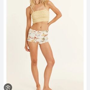 Sisstrevolution BLUE white Floral ruched rushing floral crop top small